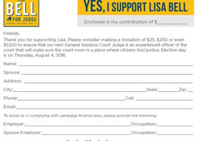 Lisa Bell for Judge - Contribution Card